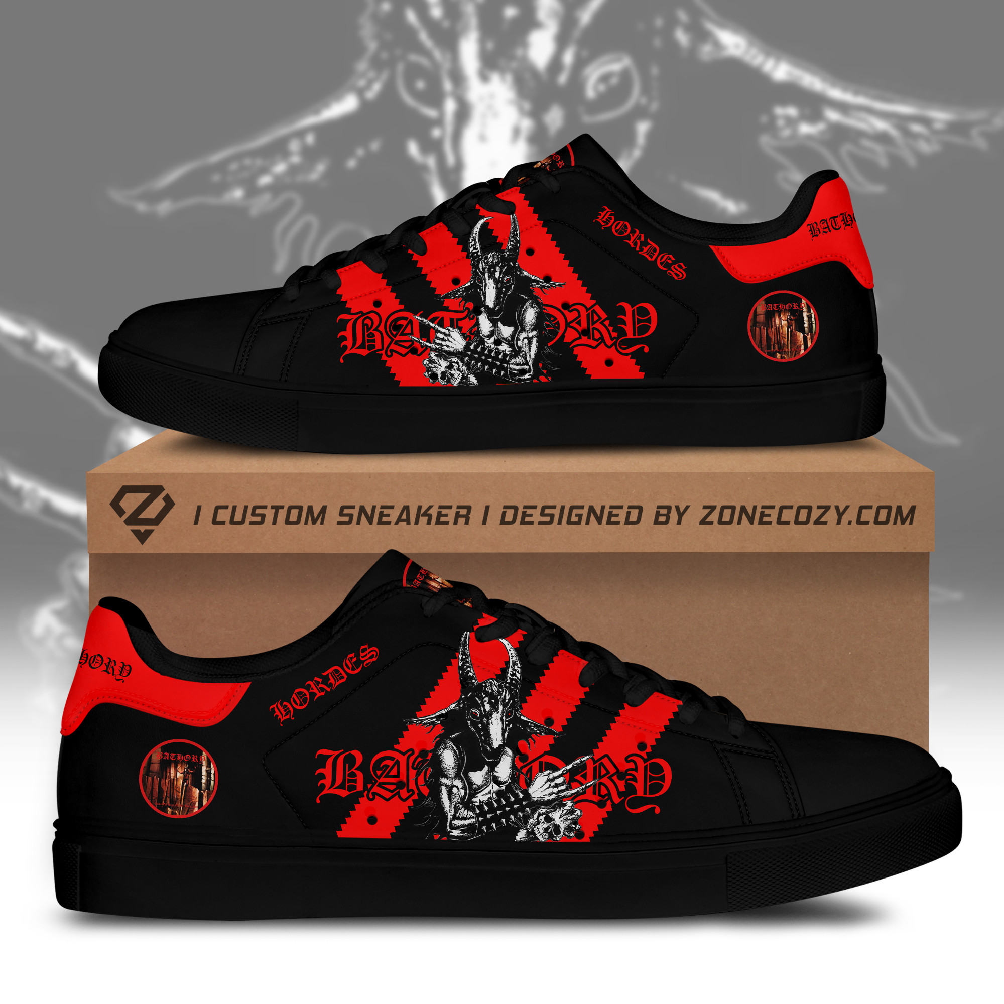 Black Metal Bathory Black Mark Custom Low Top Schuhe Q150303