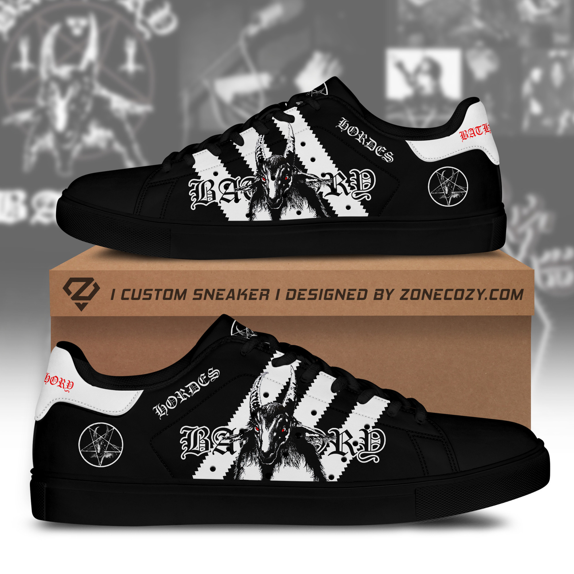 Black Metal Bathory Horde Custom Low Top Schuhe Q280204