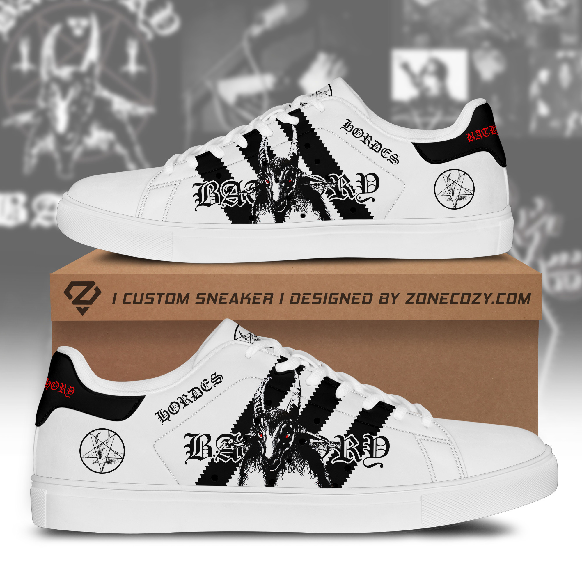 Black Metal Bathory Horde Custom Smith Schuhe Q280204 Black Metal Bathory Horde Custom Smith Schuhe Q280204