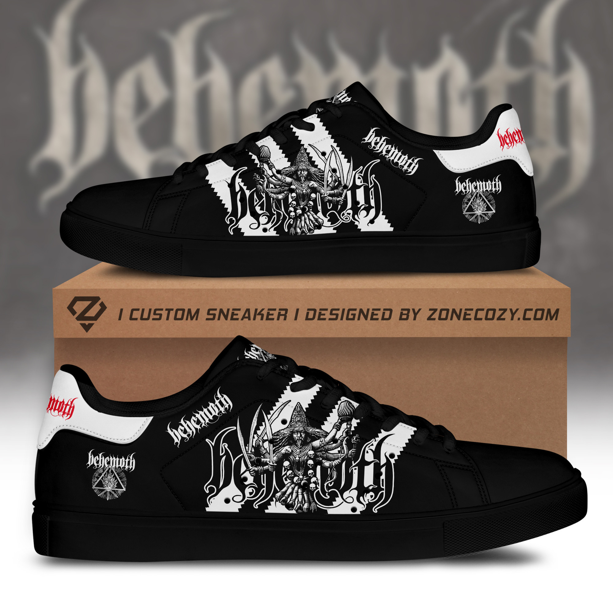 Black Metal Behemoth Death Custom Smith Schuhe Q290204 Black Metal Behemoth Death Custom Smith Schuhe Q290204